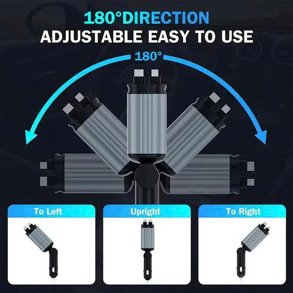 4-in-1 Retractable 69W Fast Car Charger